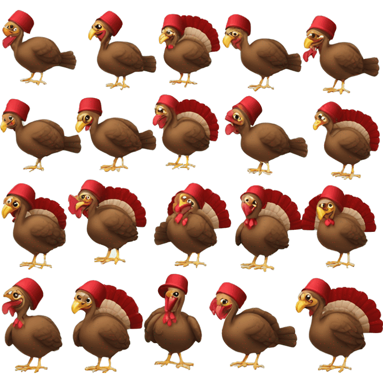 Turkey wearing a turkey wearing a red hat emoji