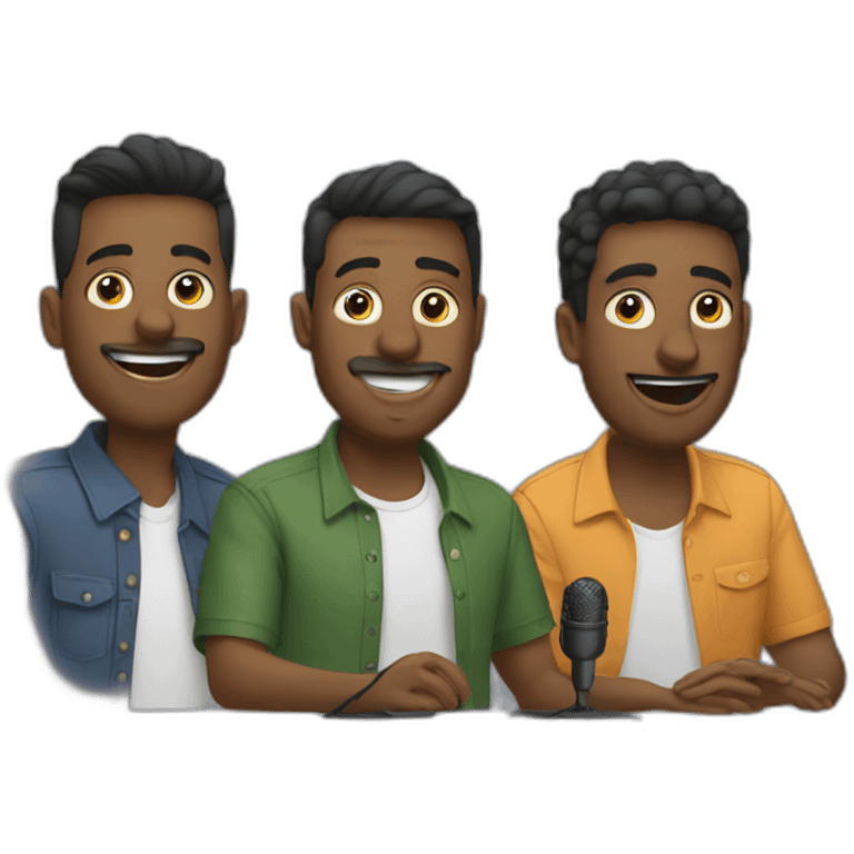 Three guys recording a podcast emoji