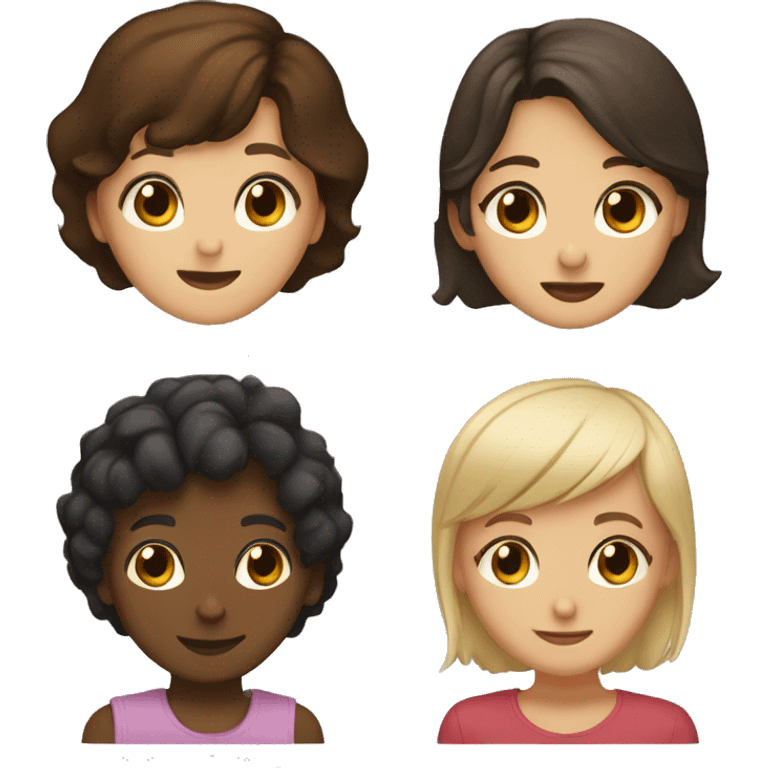 dark haired girl with bob and brown eyes and a child boy with blond hair and brown eyes emoji