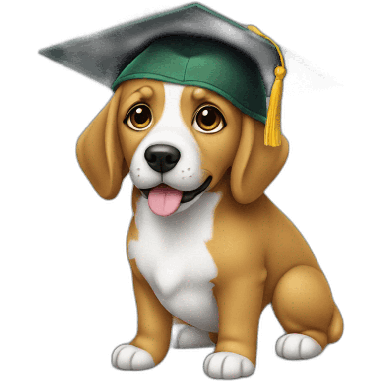 perrito con gorro de graduación verde emoji