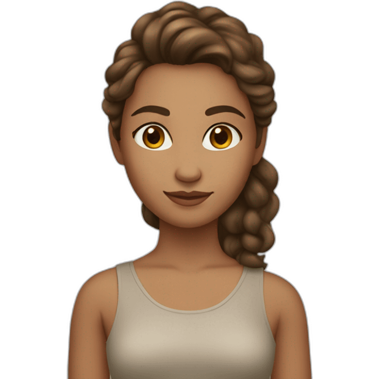 Girl with slightly tan skin, hazel eyes and brown Curley hair  emoji