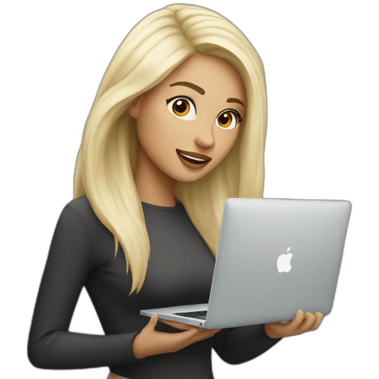 platinum-blonde-girl-with-macbook emoji