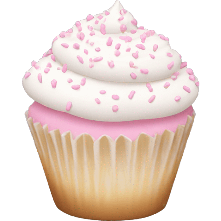 White cupcake with light pink sprinkles  emoji