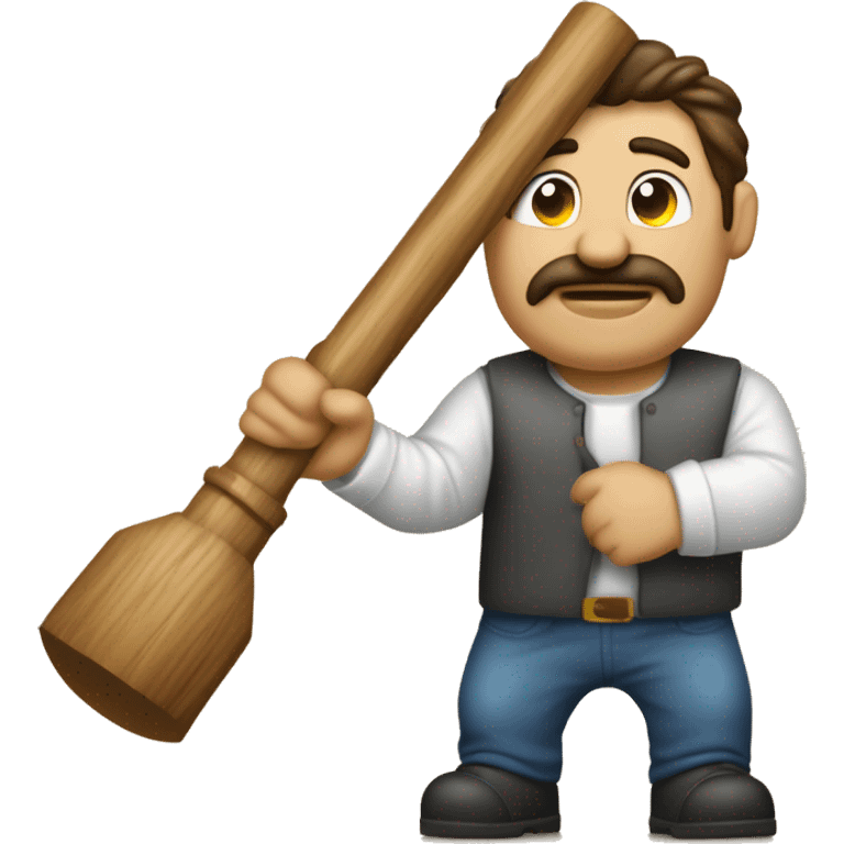 Hombre rubio subastando con un martillo de madera en la mano emoji