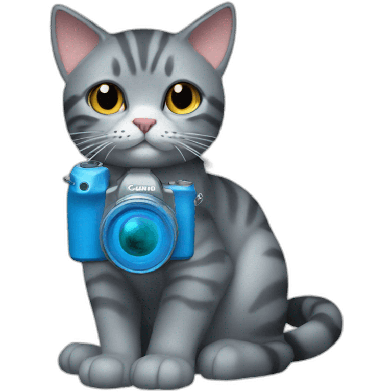 alice blue chester cat with Canon r5  camera emoji