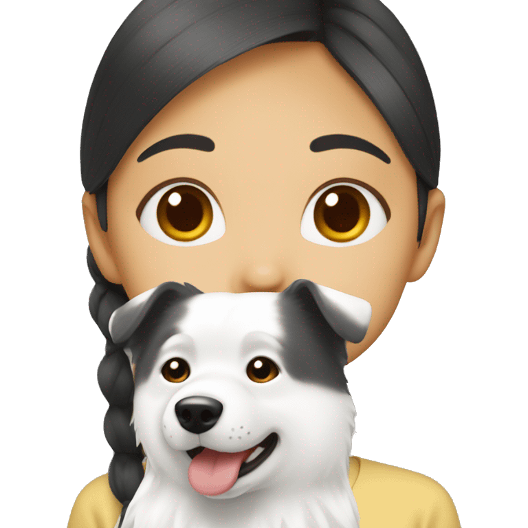 asian girl with Japanese spitz dog emoji