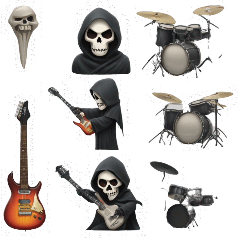 rock guitar and drums grim reaper emoji