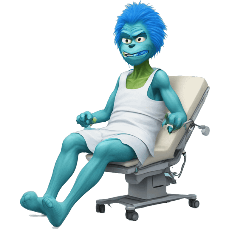 Blue grinch getting knee surgery emoji