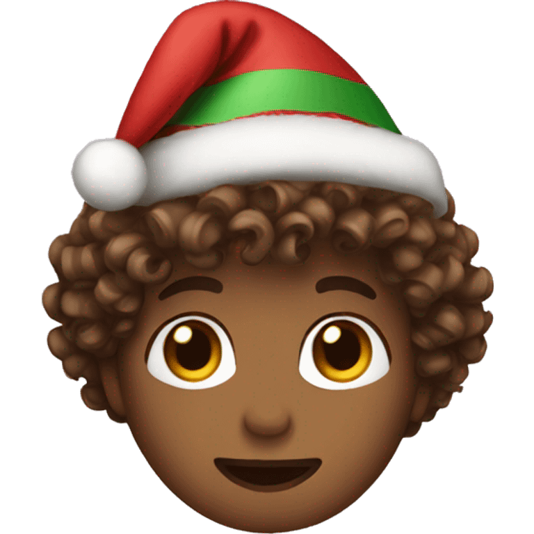 Christmas hat curly Brown hair emoji