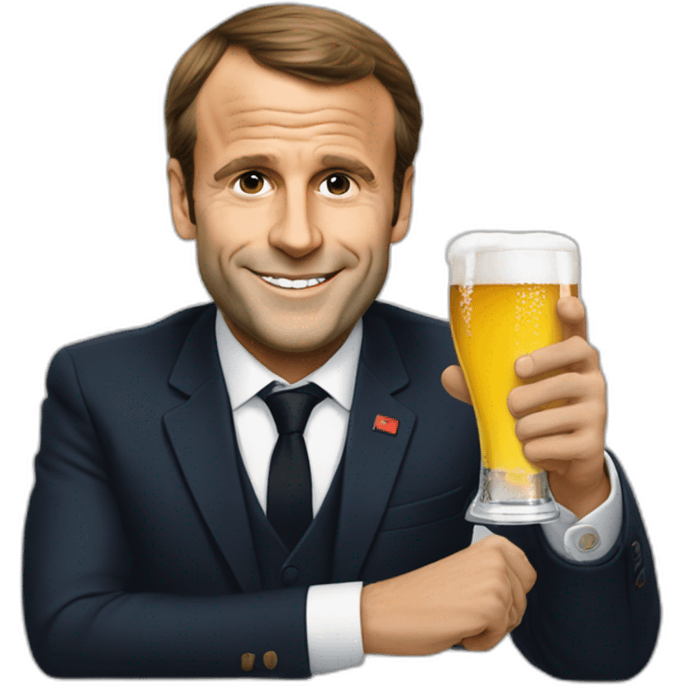 Macron boit une bière emoji