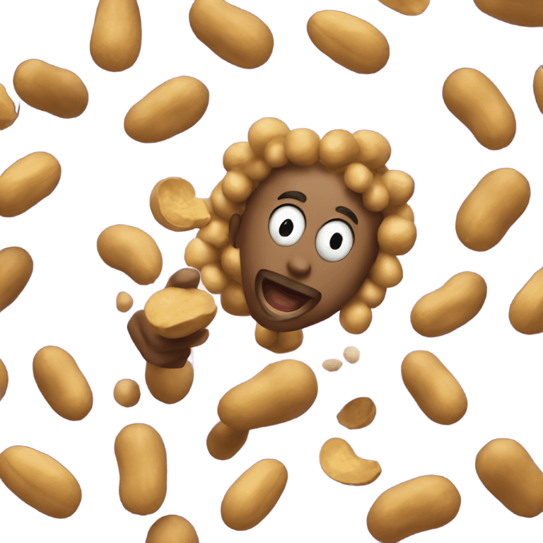 Peanut man throwing peanut babies emoji