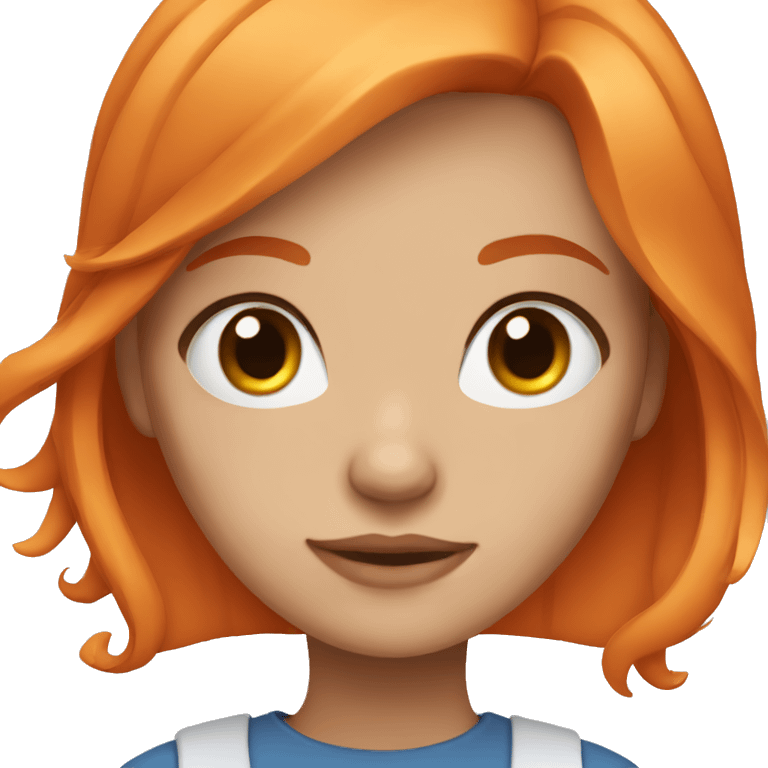 Girl with shoulder length orange hair and blue eyes emoji