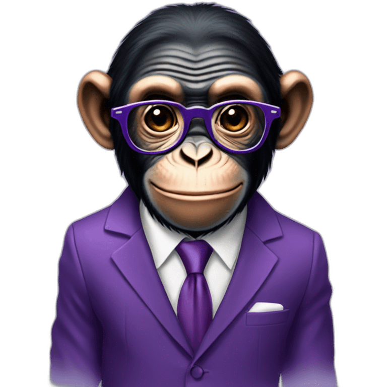 chimpanzee with glasses in a purple suit emoji