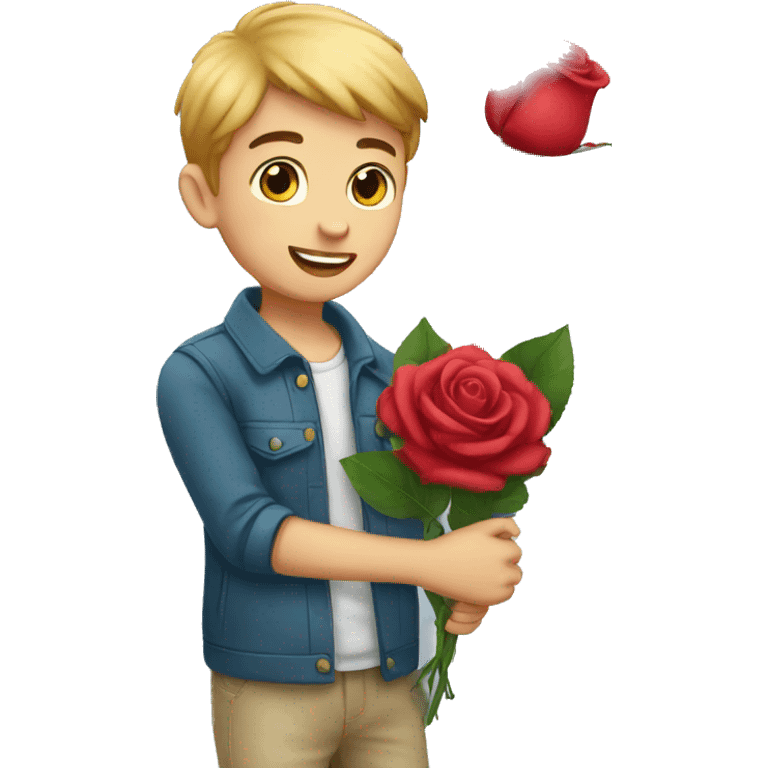 Boy giving rose emoji