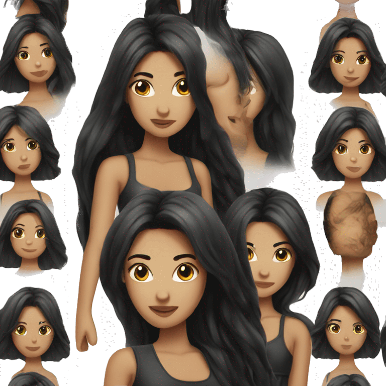 girl with long black hair beautiful face emoji