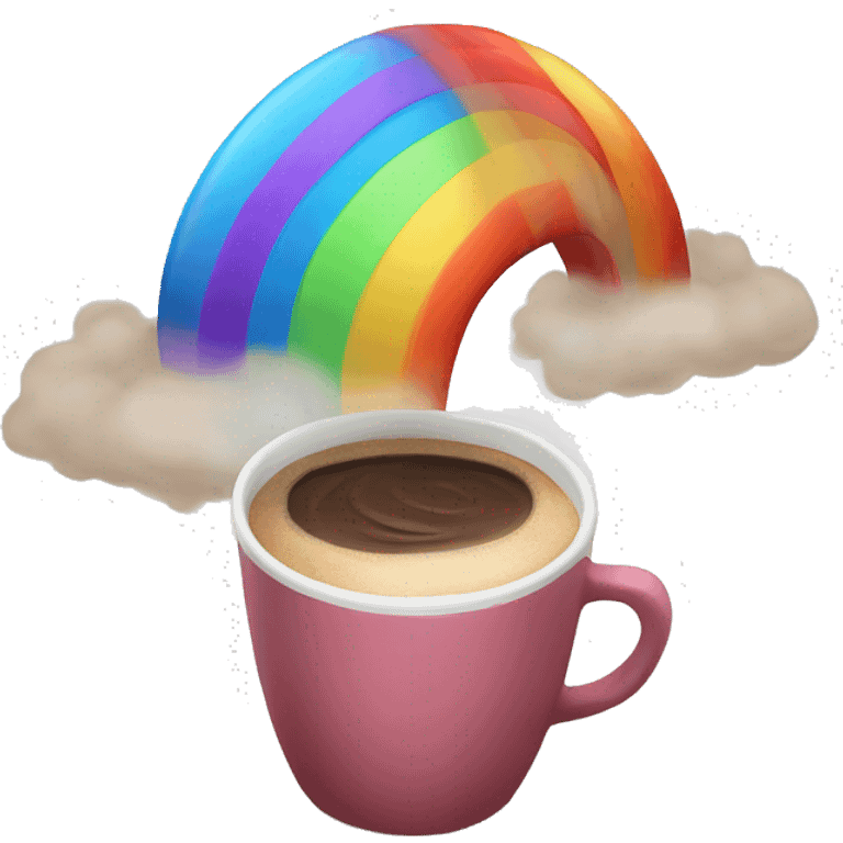 Rainbow coffee cup with hot coco and no face emoji