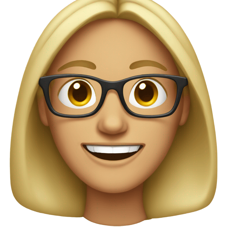 smiling woman with glasses parody emoji