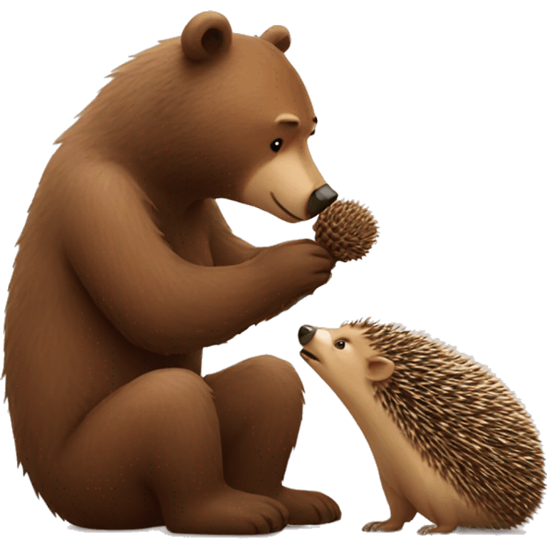 Bear kissing a hedgehog emoji