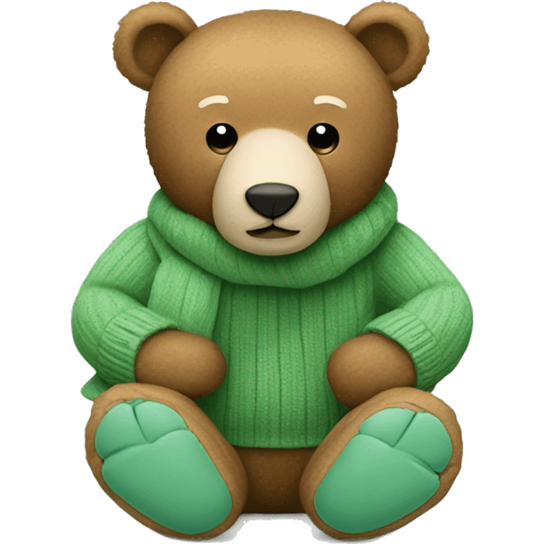 Bear sitting with Sage green mittens emoji