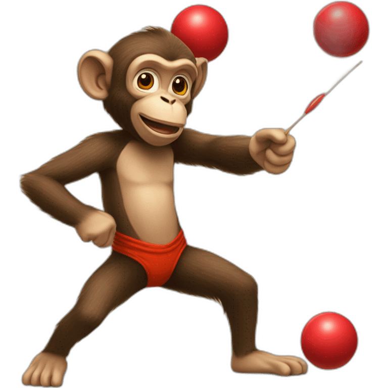 A monkey throws darts at a red ball emoji