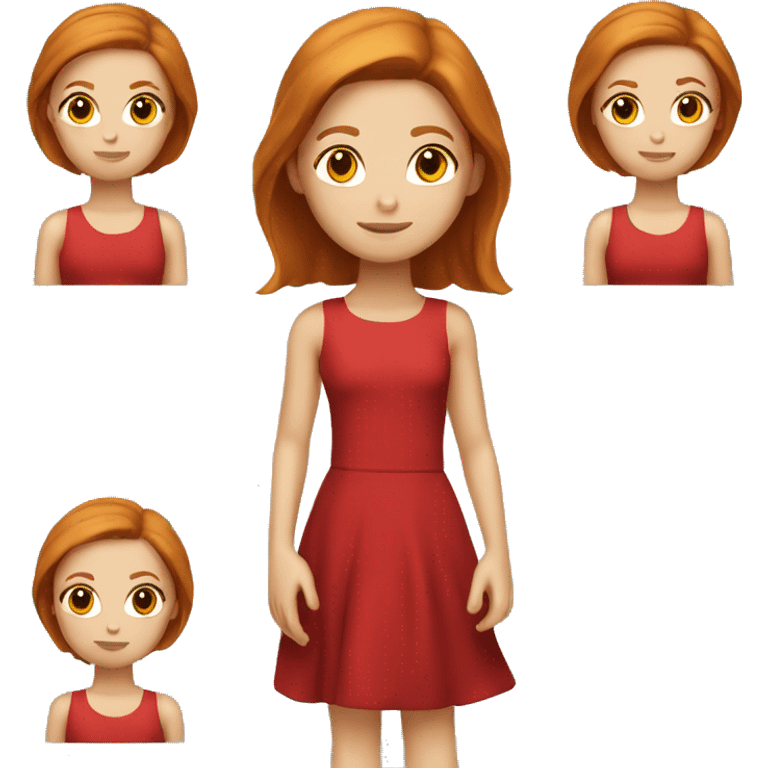 Ginger girl medium straight hair brown eyes in a red dress emoji