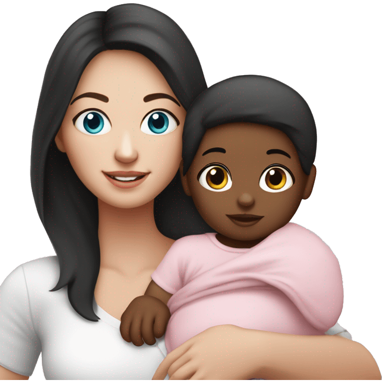 mom holding newborn baby girl with blue eyes and white skin baby dark hair white skin newborn little baby girl pink emoji