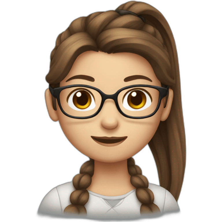 Cute girl with brown hair and a ponytail and glasses emoji