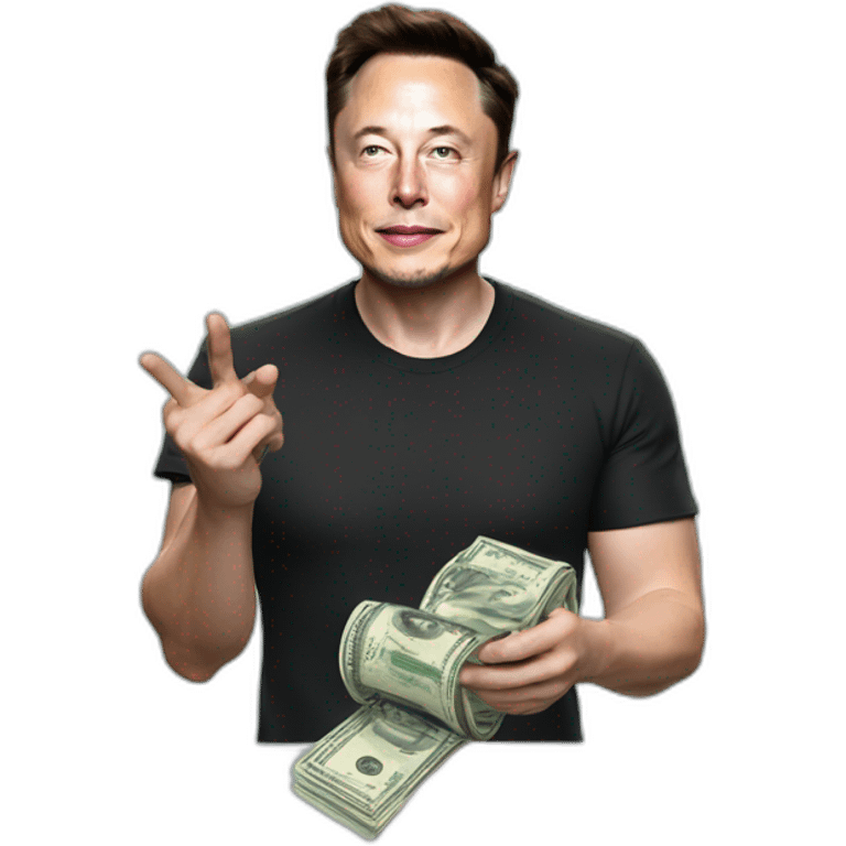 Elon Musk with money on his hand emoji