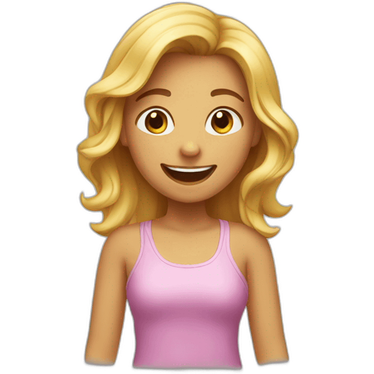 A girl having fun with friends emoji