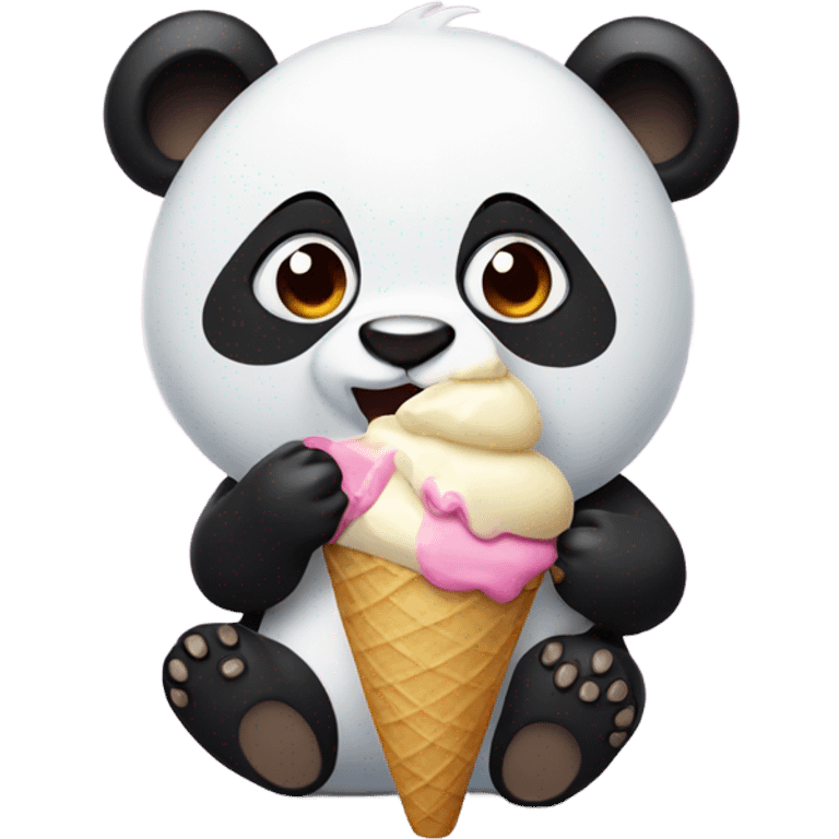 Panda eating ice cream emoji