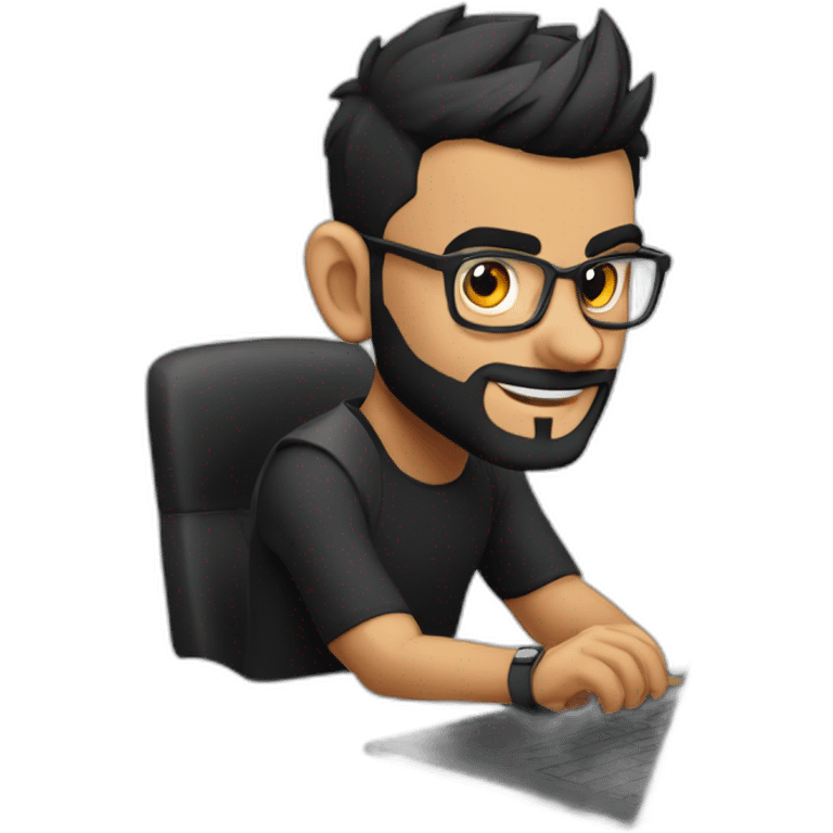 virat kohli coding in a desktop with black laptop emoji