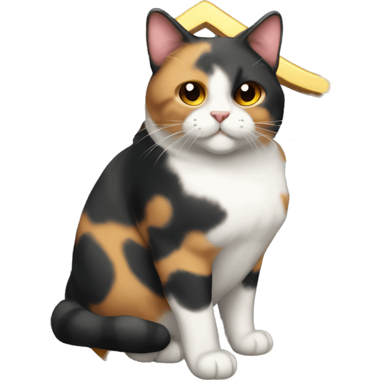 Fat calico cat with a shield  emoji