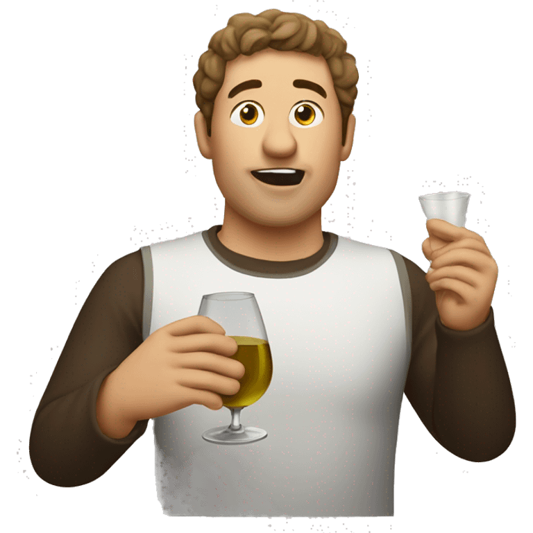 Guy drinking wines and eating egg roll emoji