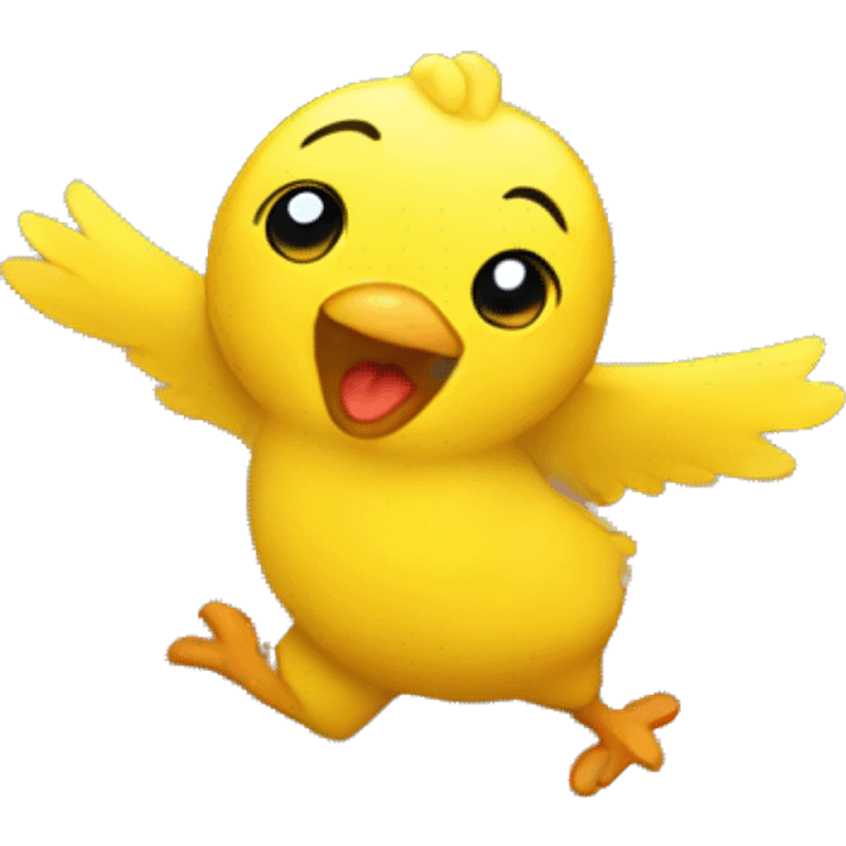 Yellow chick dancing emoji