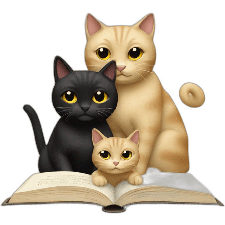 Beige and black cats reading book emoji