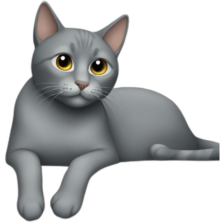 Grey cat sits on a couch emoji