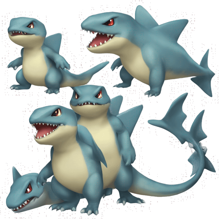 Sharpedo-Charmeleon-Gible-Larvitar-Fakémon Full Body emoji