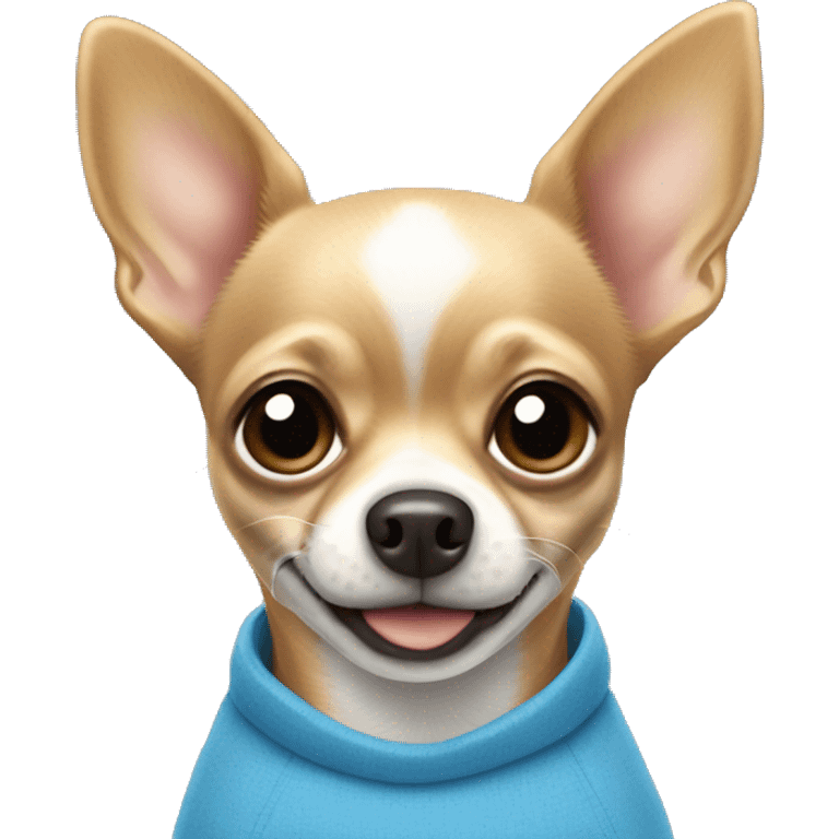 chihuahua crème wearing a blue shirt  emoji