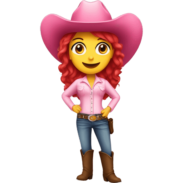 clearly red hair singer girl in pink cowboy hat emoji