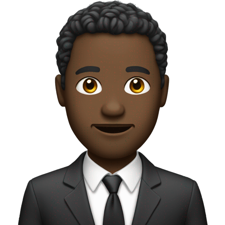 A  40-something  black  man  is  dressed  in  a  suit. emoji