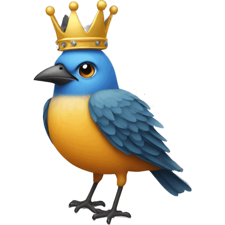 A bird with a crown emoji