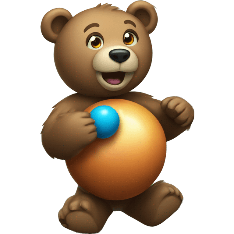 bear standing on a ball juggling balls in the forest emoji