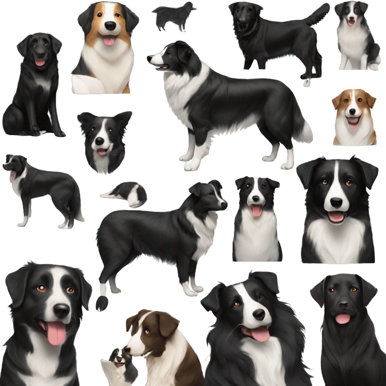 Border collie black with black Labrador emoji