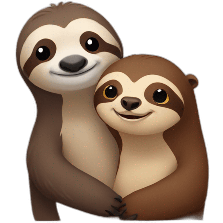 sloth and otter smiling emoji