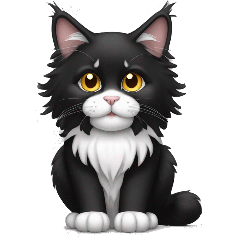 fluffy tuxedo maine coon emoji