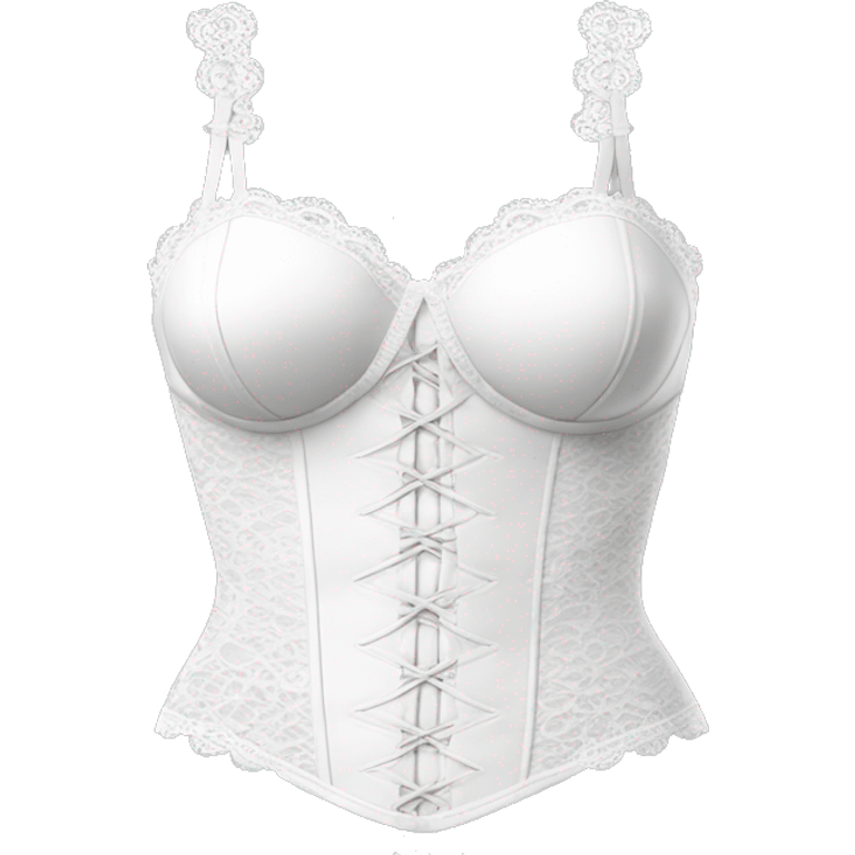 Realistic isolated white crop top lace bustier. emoji