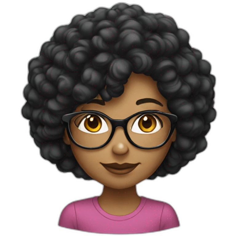 A girl with black curlly hair wearing glasses emoji