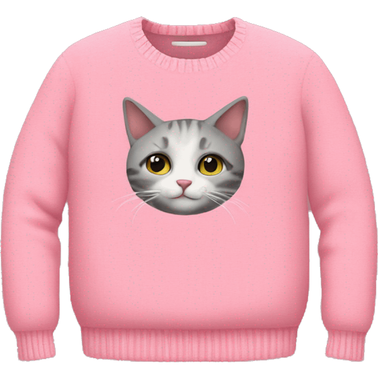 Pink sweater with cat art  emoji