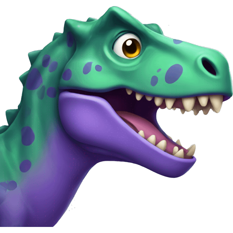 purple dinosaur with green spots emoji