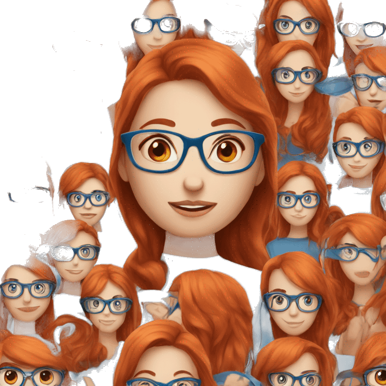 long Red-hair-girl blue-eyes with glasses emoji